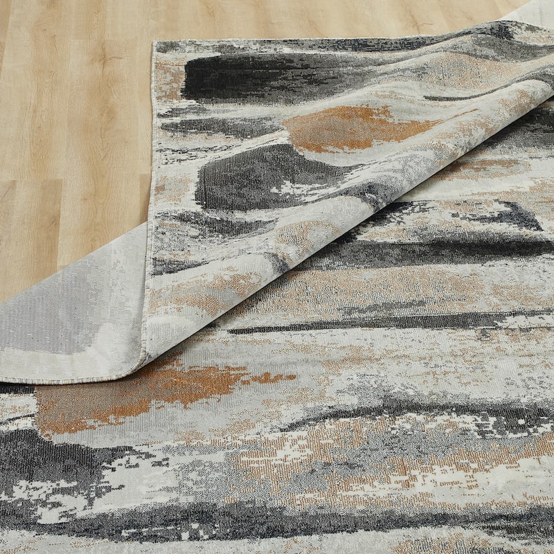 Midnight Charcoal Abstract Area Rug