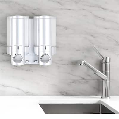 HomeRoots Gray Heavy Duty Plastic Two Chamber Wall Mount Soap Dispenser - 7.25' X '7' X '3.25