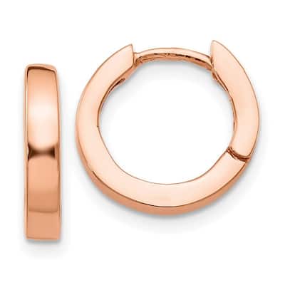Curata 14k Rose Gold Solid Polished Squared Tube Round Hinged Hoop Earrings 9x2.5mm