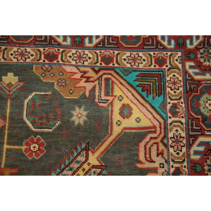 Hand Knotted Oriental 100% Wool Carpet Traditional Medallion Green Tabriz Area Rug - 6' 3'' X 4' 4''