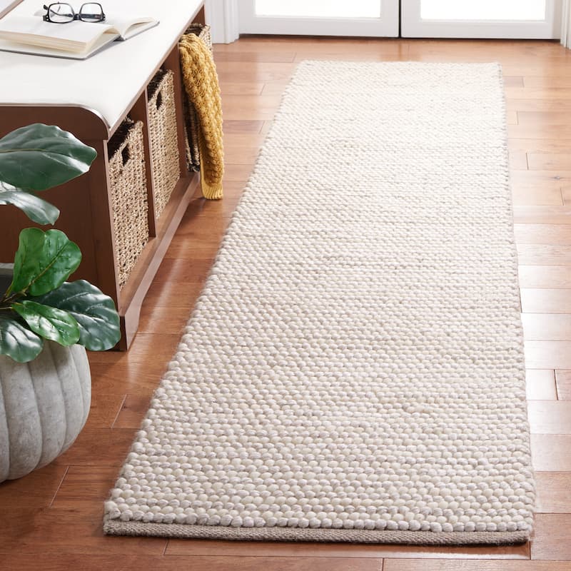 Martha Stewart by SAFAVIEH, Handmade Lisaveta Modern Wool Rug - 2'3" x 9' Runner - Ivory/Beige