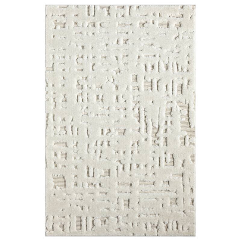 Natural Collection Modern Abstract Area Rug - 5' x  8' - Cream/Beige