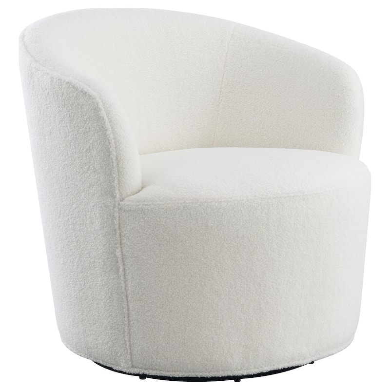 Joyce Upholstered Barrel Back Swivel Chair - White