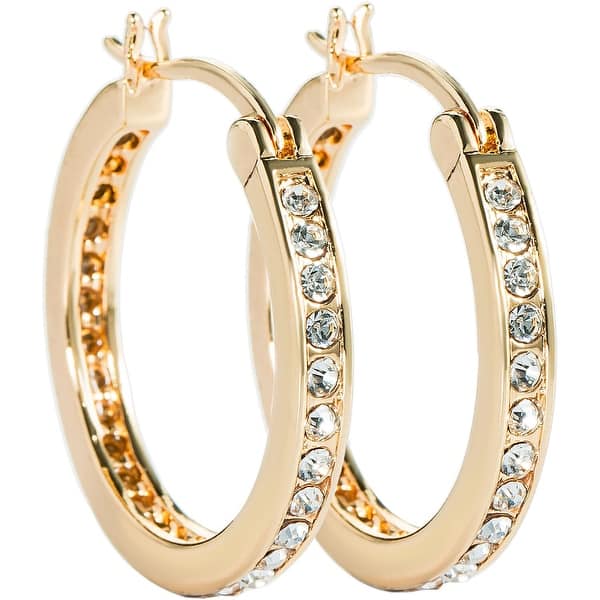 slide 1 of 8, Gold/Silver Overlay Cubic Zirconia Hoop Earrings by Simon Frank Designs