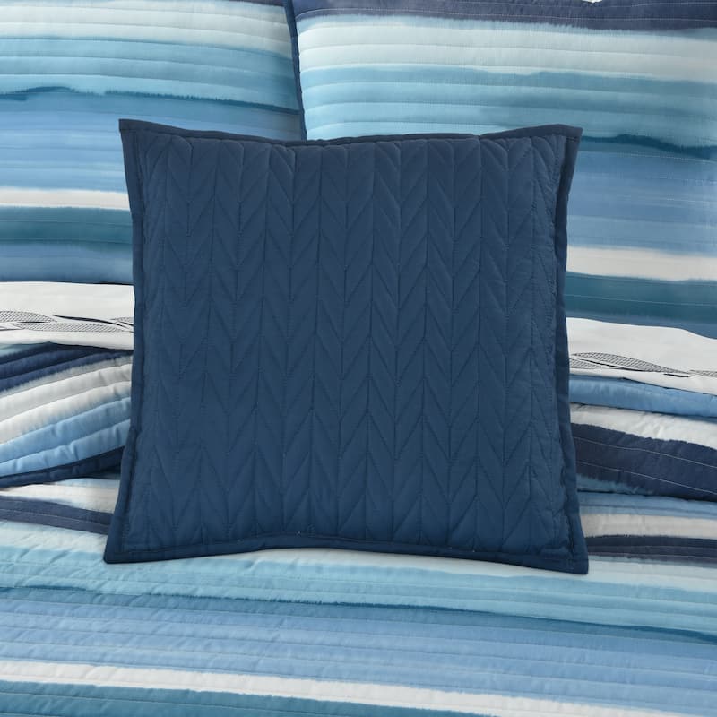 Royal Court Balboa 16" Square Quilted Decorative Throw Pillow - Polyester - Blue - Accent