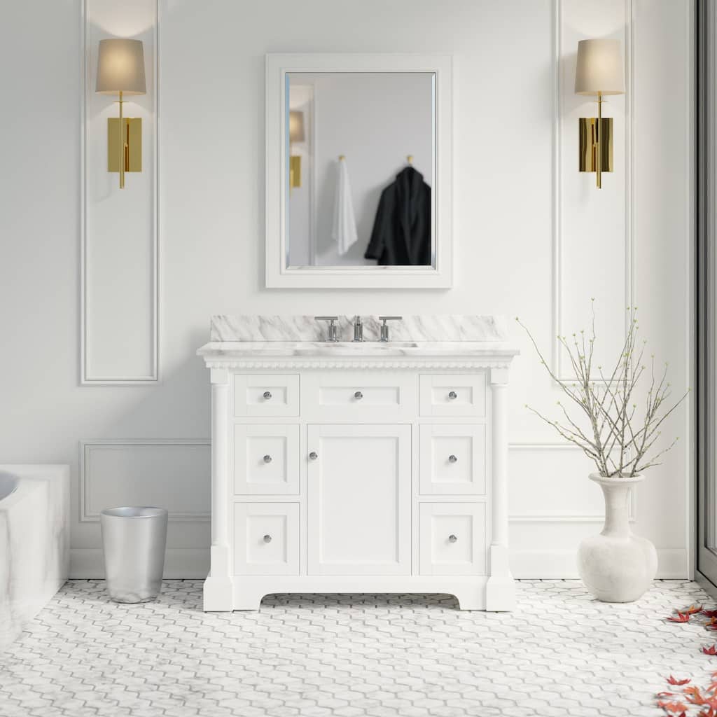 KitchenBathCollection Sydney 42" Bathroom Vanity with Carrara Marble Top