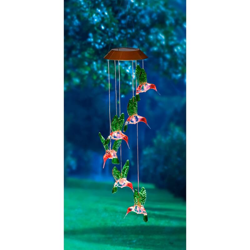 26 in. Painted Hummingbird Solar Mobile