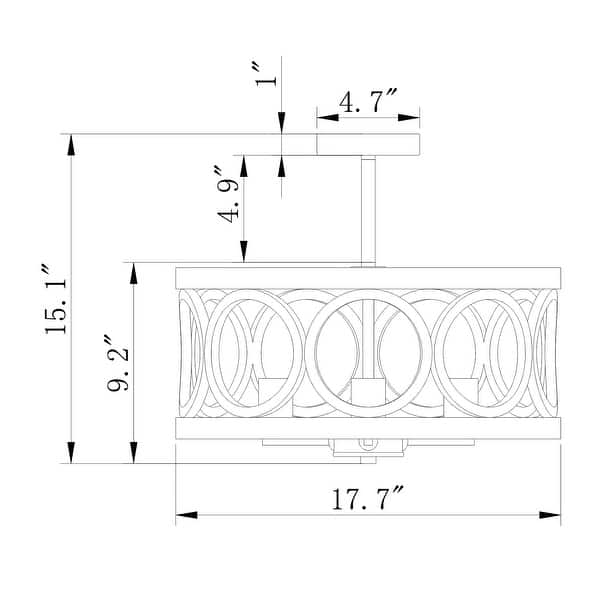 dimension image slide 1 of 2, Warehouse of Tiffany Shacer 3-light Hoop Design Ceiling Lamp