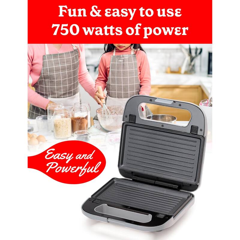 Betty Crocker 3-in-1 Indoor Grill, Sandwich / Panini Press & Waffle Maker Plus, 750 Watts