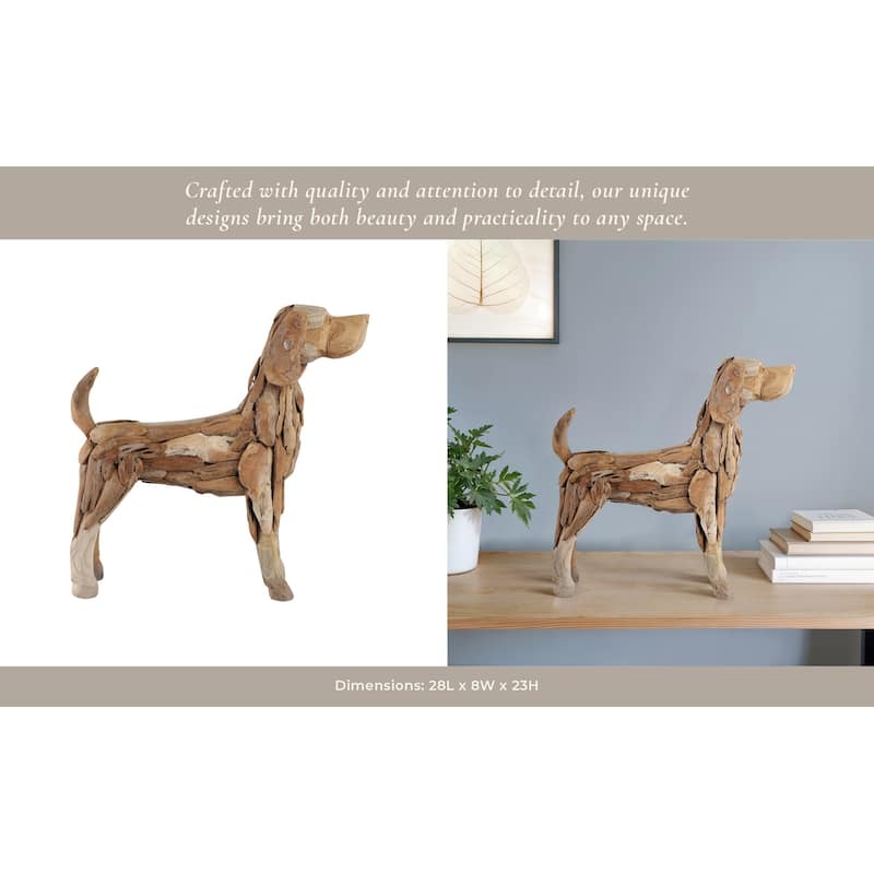 Driftwood Hound Beagle Dog Sculpture Decorative Art - 28" Brown - 28" x 8" x 23"