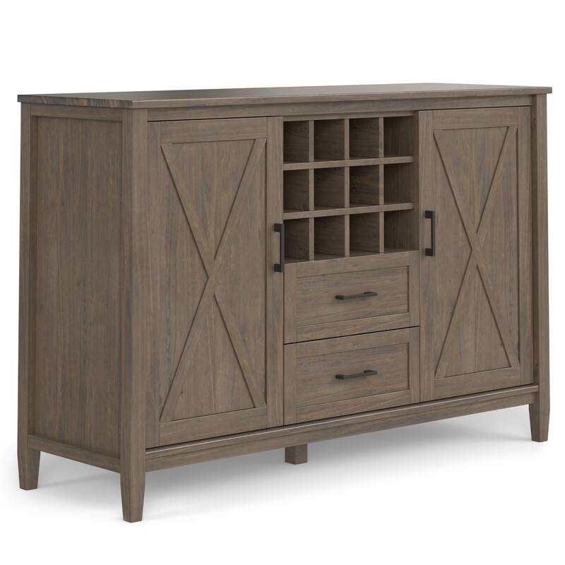 WYNDENHALL Cantina SOLID WOOD 54 inch Wide Rectangle Transitional Sideboard with Wine Storage in Smoky Brown