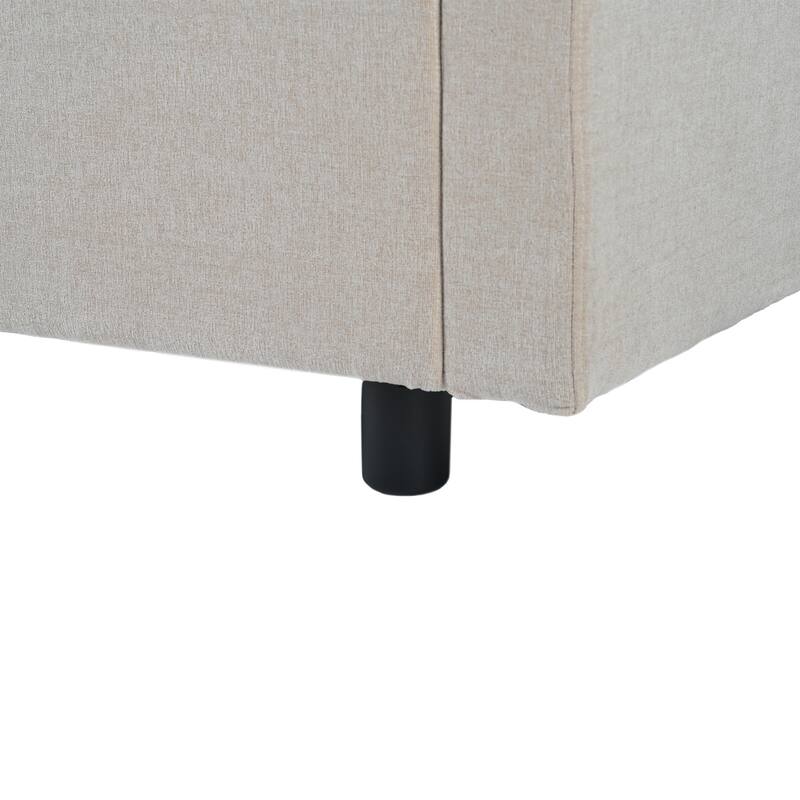 111.4" Polyester Combination Sofa with 3 Pillows, Curved Design and Removable Cushions