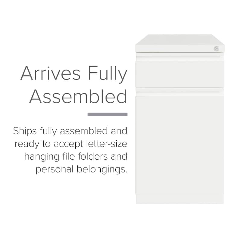 Hirsh 20-inch Deep Mobile Pedestal File 2-Drawer Box-Backpack with Full Width Pull, White