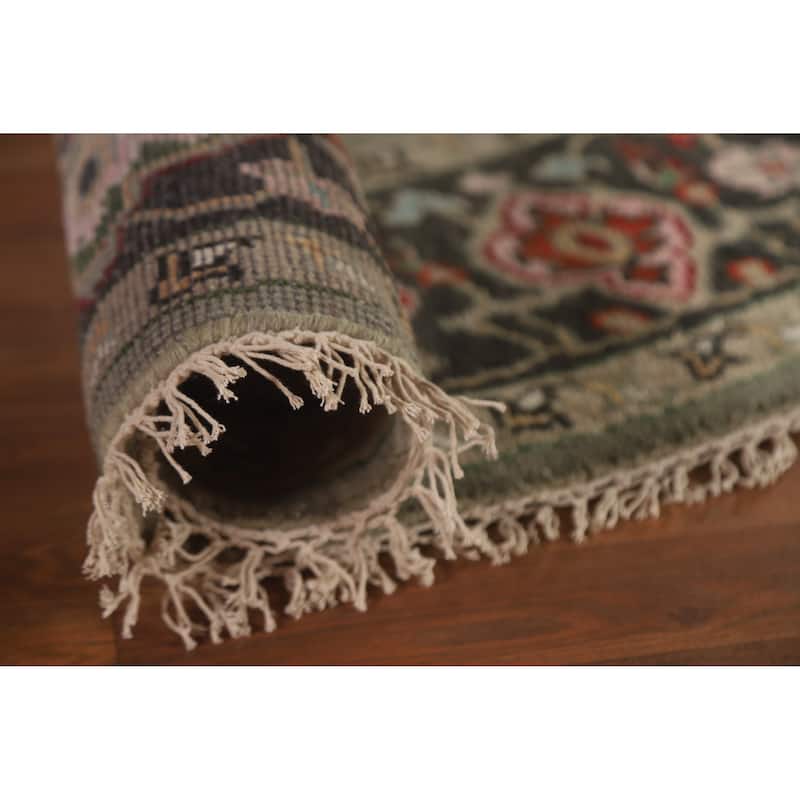 Geometric Heriz Serapi Oriental Round Area Rug Handmade Wool Carpet - 7'10"x 7'11"