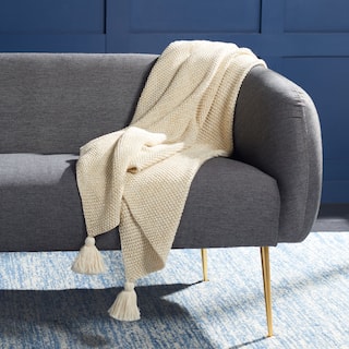 SAFAVIEH Hijiri Beige/ Gold 50 x 60-inch Throw Blanket