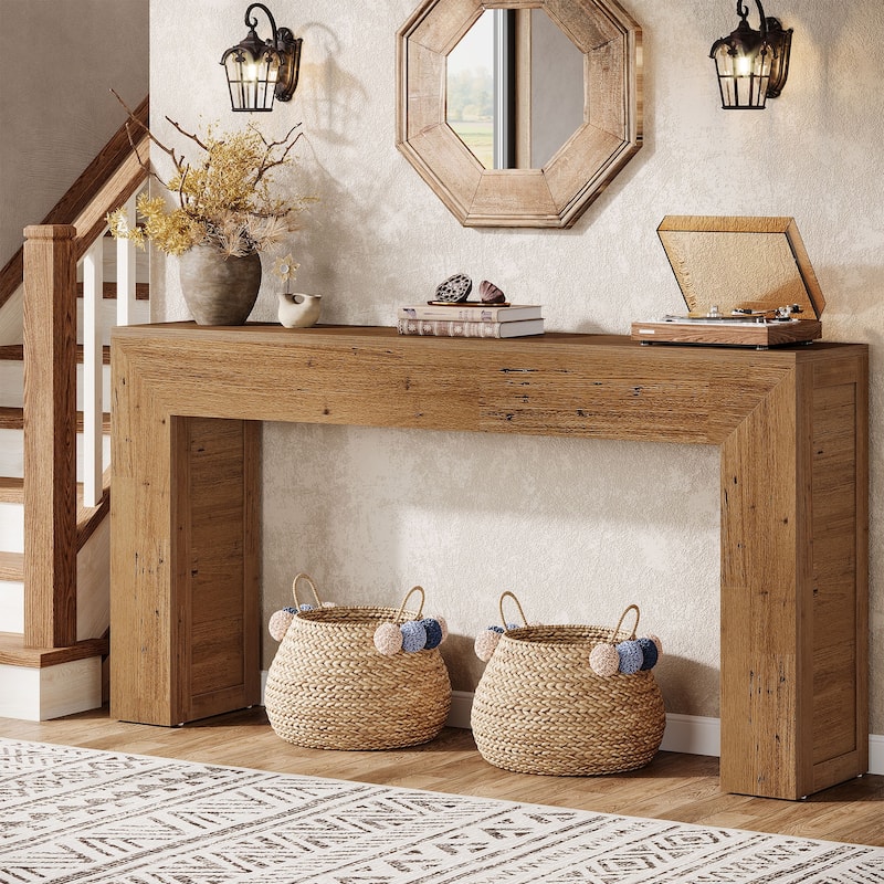 63'' Long Console Table for Entryway, Narrow Sofa Console Behind Couch