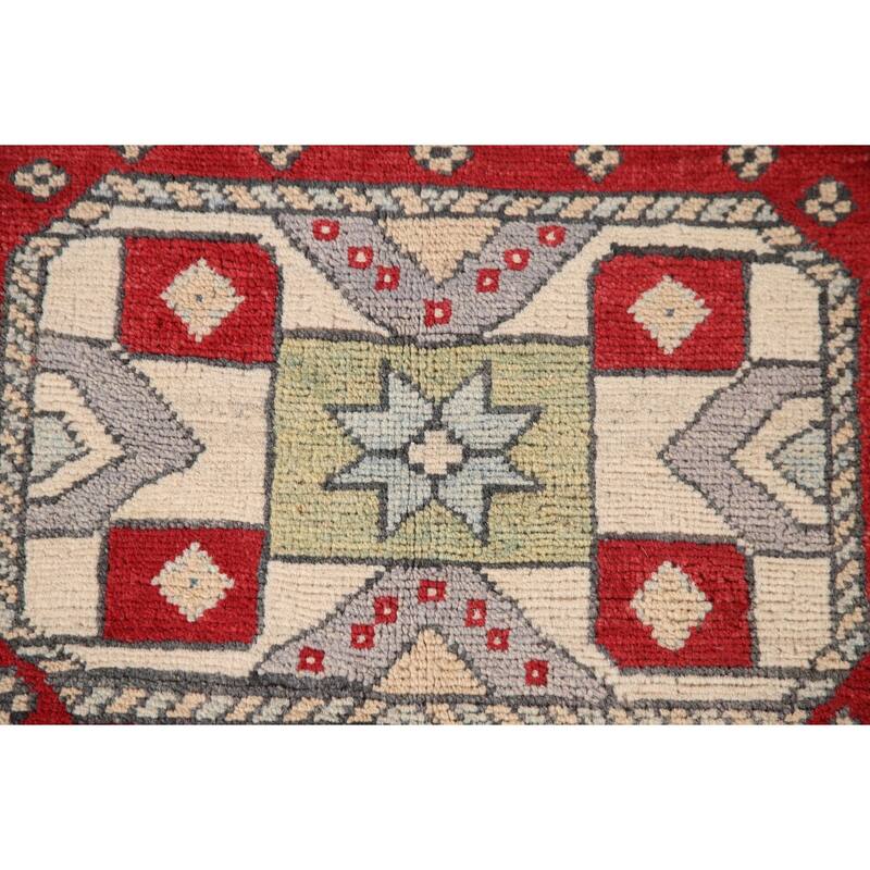 Geometric Kazak Area Rug Handmade Bedroom Wool Carpet - 4'11" x 6'6"