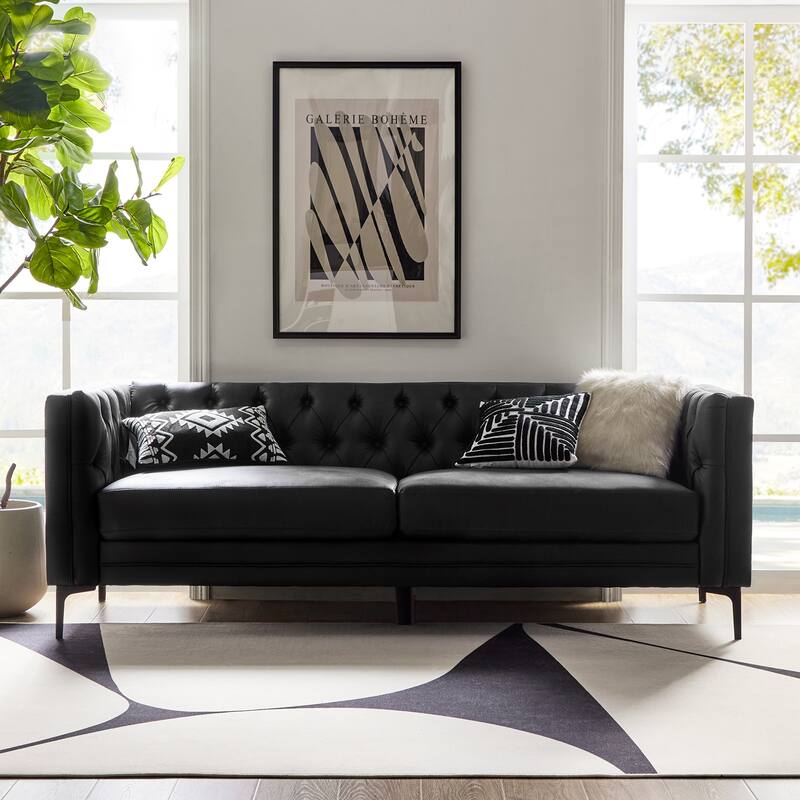 Calymne 84" Classic Square Arms Sofa with Button-Tufted Back by HULALA HOME