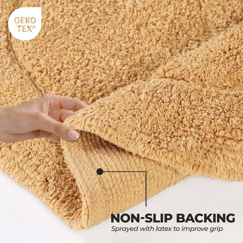 Superior Cotton Non-slip Oval Bath Rug - (Set of 2)