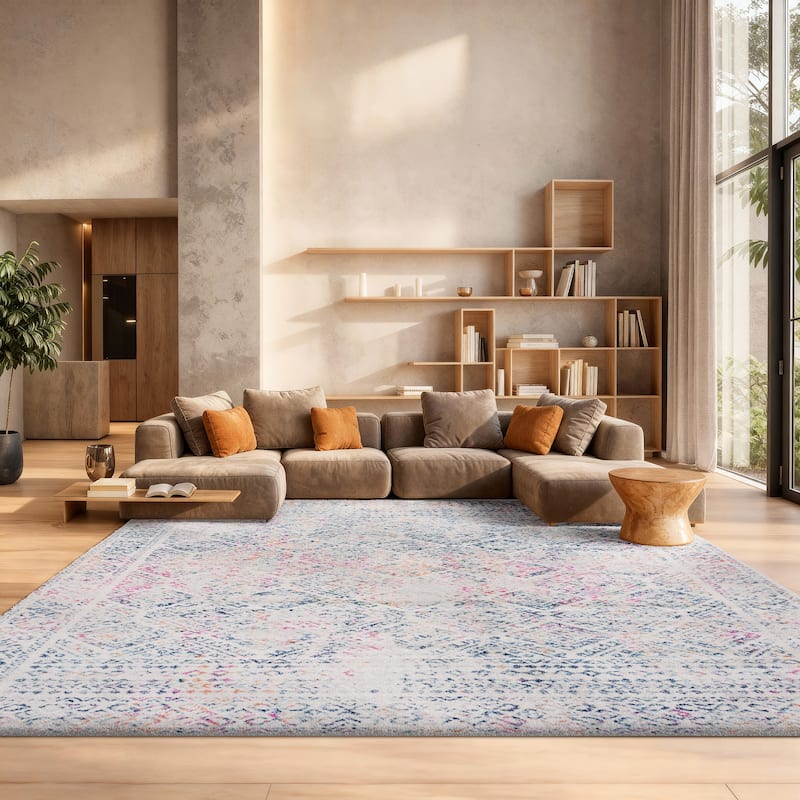 SAFAVIEH Tulum Phebe Rustic Moroccan Boho Rug - 9' x 12' - Ivory/Dark Blue