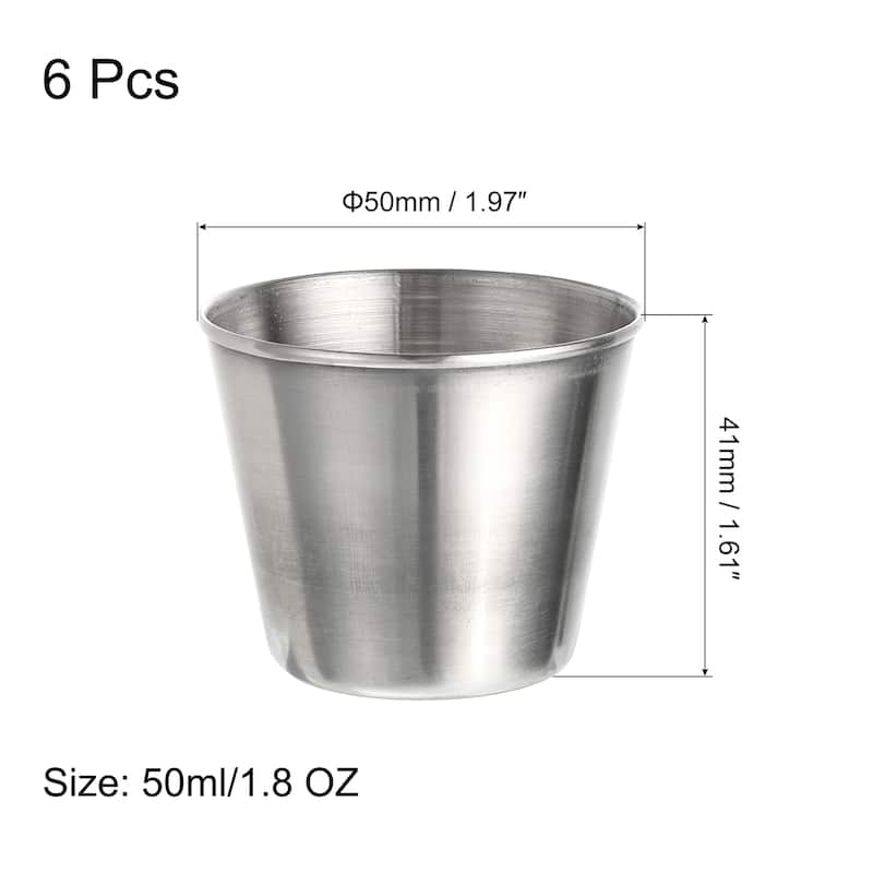 Stainless Steel Shot Glasses, 6pcs 50ml/1.8 OZ Clear for Bar Restaurants Home - Silver - Silver
