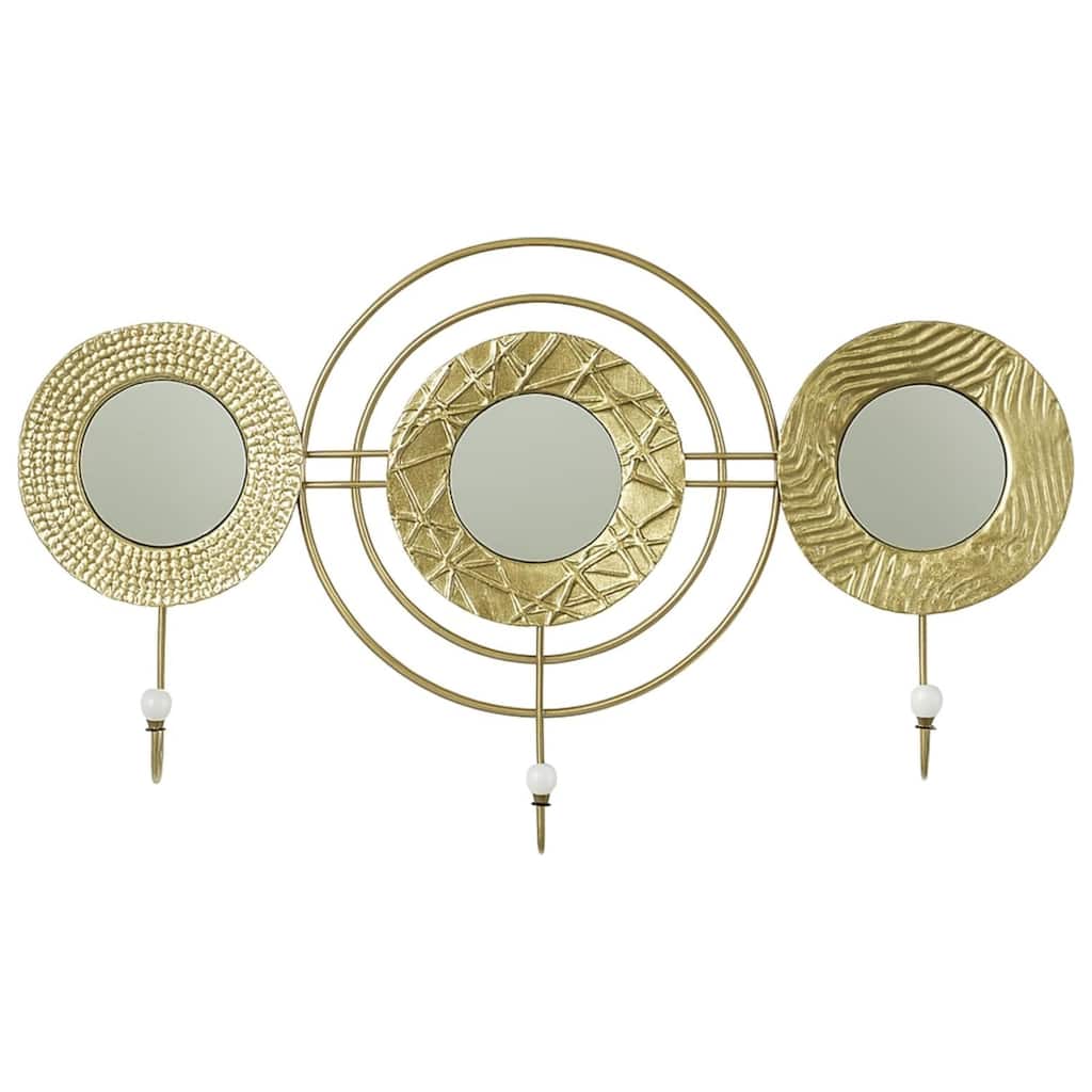 Aria Home Gold Mirror with Hooks Entryway Wall Organizer Deco Accent