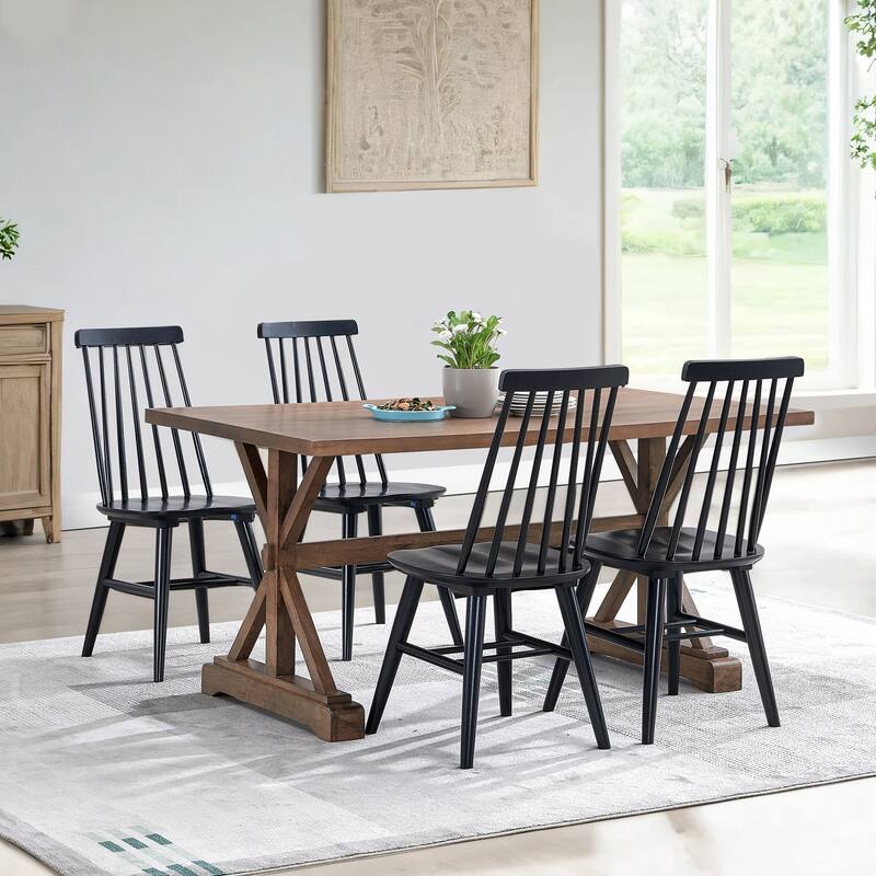Windsor 17"Wide Spindle Dining Chairs - Set of 4 - Black