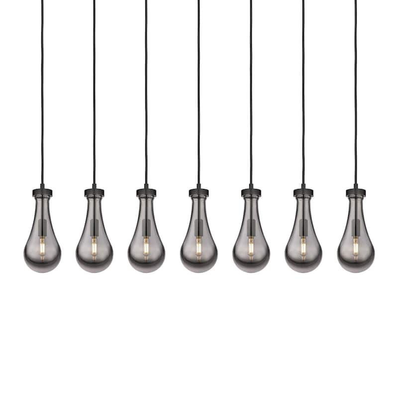 Innovations Lighting 127-451-1P-12-49 Owego Pendant Owego 7 Light 49" - Matte Black / Light Smoke