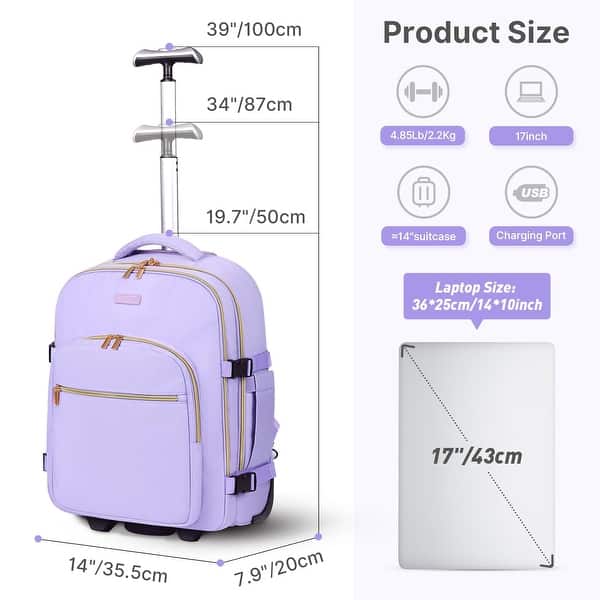 17 laptop backpack women& 39 Rolling Backpack for Women, 17Inch Laptop Travel Backpack with Wheels,  Carry on Luggage Airplane - Bed Bath & Beyond