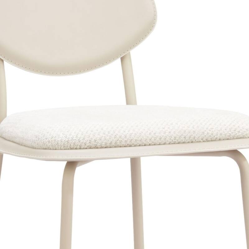 HomeRoots Set of Four 26" Light Gray Fabric Faux Leather and Steel Counter Height Bar Chairs