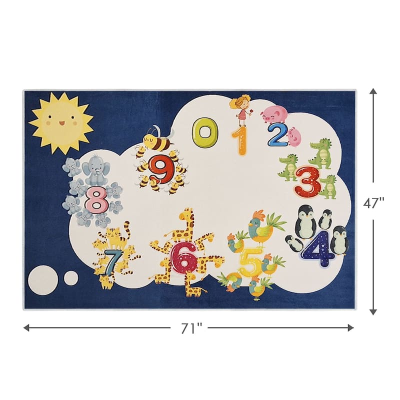 Sussexhome Low Pile Non-Slip Washable Educational Rug