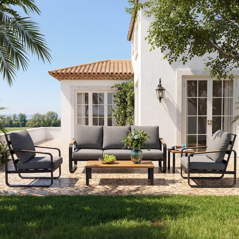 Outdoor Patio Conversation Sofa Set with Cushions