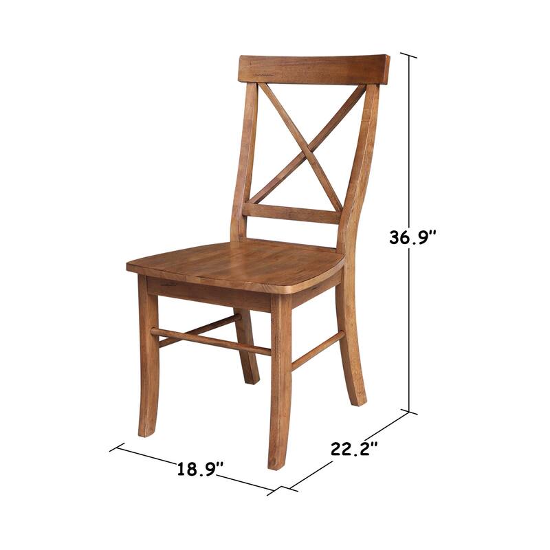 42" Solid Wood Dual Drop Leaf Table With 2 X-Back Chairs - 3 Piece Set