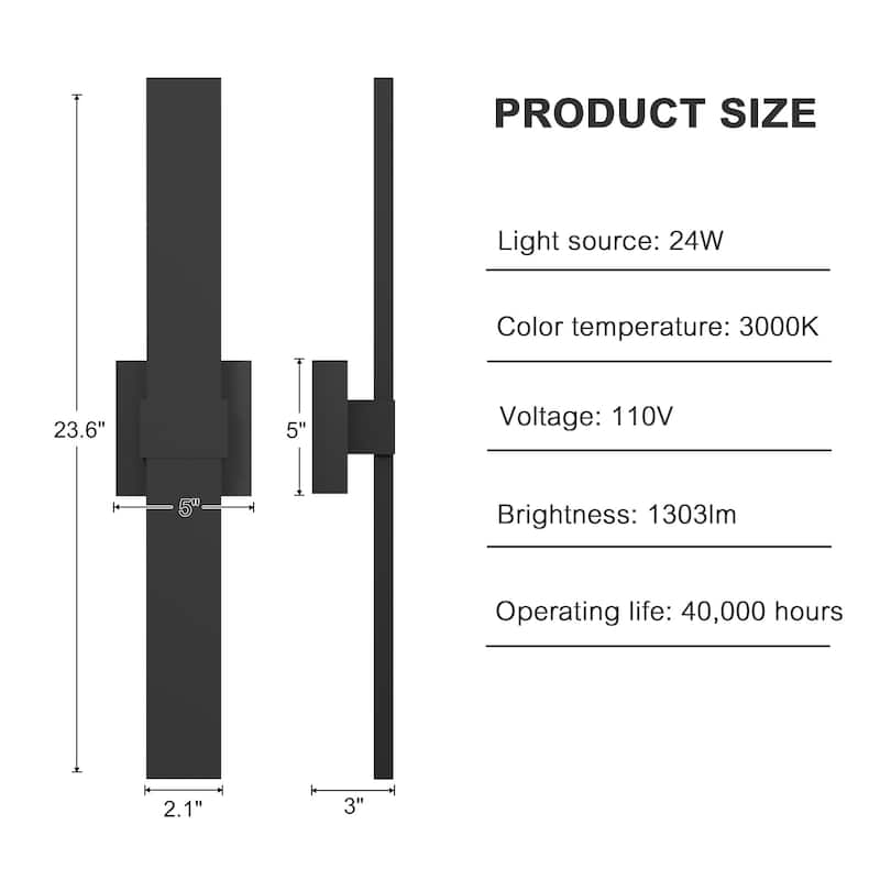 1-Light Black/White Aluminum LED Outdoor Wall Sconce