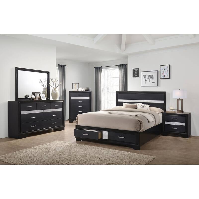 Miranda 7-drawer Dresser with Mirror Black