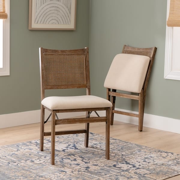 slide 2 of 12, Linon Beulah Rattan Folding Dining Chair Brown