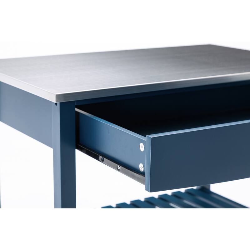 Holland Kitchen Cart With Stainless Steel Top