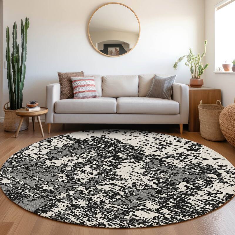 Premium Washable Super Soft Abstract Pixels Mayfield Rug - Black - 8' x 8'