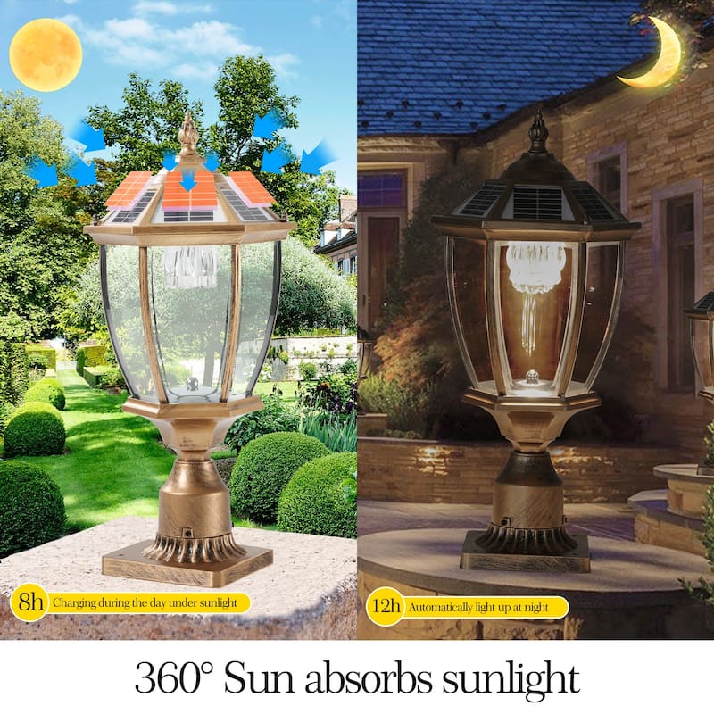 Retro gold Solar Column Headlights With Dimmable LED
