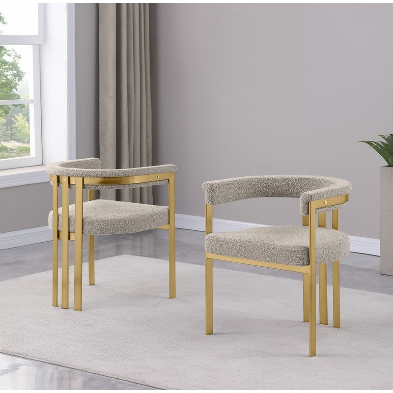 Best Quality Furniture Matte Brushed Gold Chrome Dining Chairs (Set of 2) - N/A - Gray-Chairs