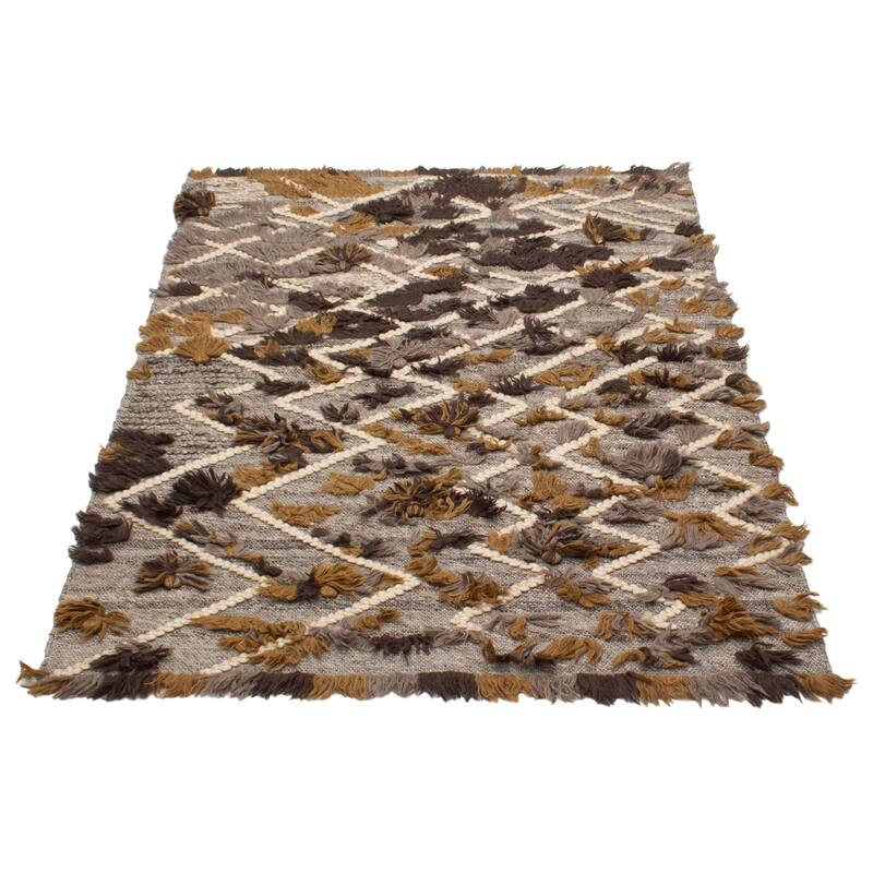 ECARPETGALLERY Braid weave Sienna Grey Wool Rug - 5'7 x 7'3