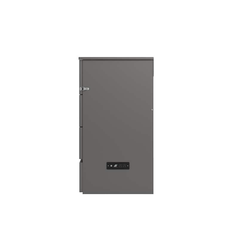 Northfield Queen Murphy Bed Chest with 6" Mattress, Storage Drawer & Built-In Charger in Grey