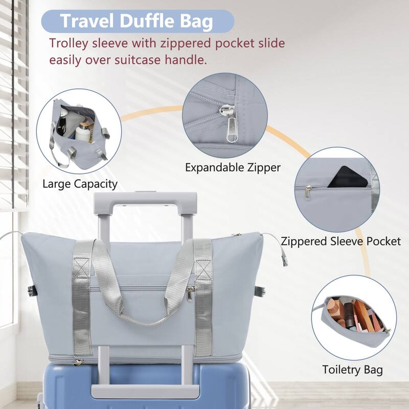 Anmytek 3 Piece Luggage Set Light Blue Hardshell Carry On with TSA Lock and Duffle Bag