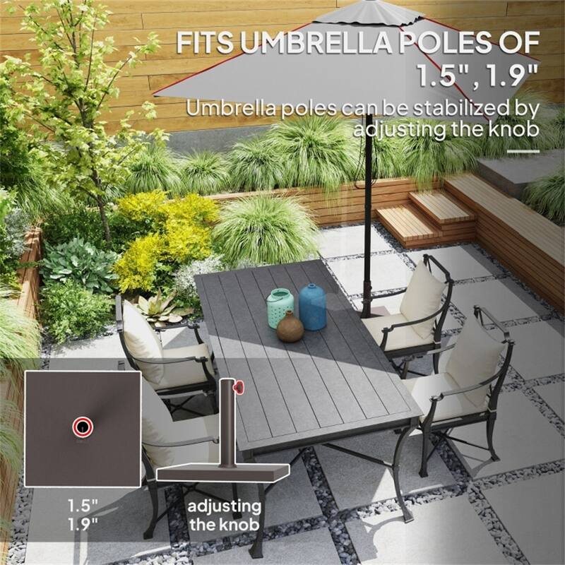 Brown Outdoor Umbrella Base HDPE and Concrete Patio Parasol Stand Fillable Secure - 17.3" L x 17.3" W x 11.8" H