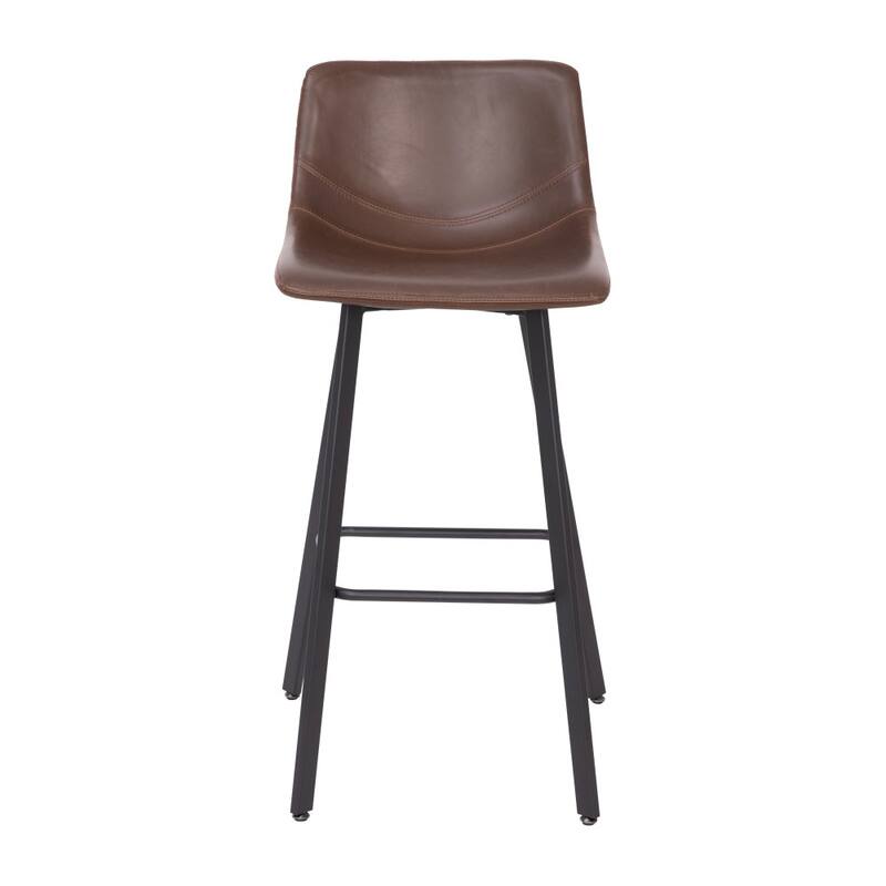 Set of 2 Armless Upholstered Metal Counter Stools
