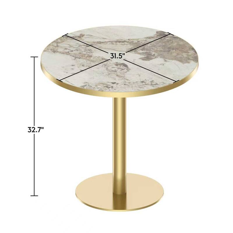 Modern Dinning Table Bistro Tulip Table with Faux Marble Top & Metal Frame Diameter