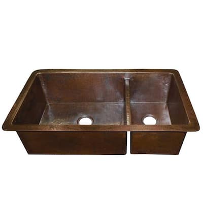 Native Trails Cocina Duet 40" Double Basin 16 Gauge Hammered Copper