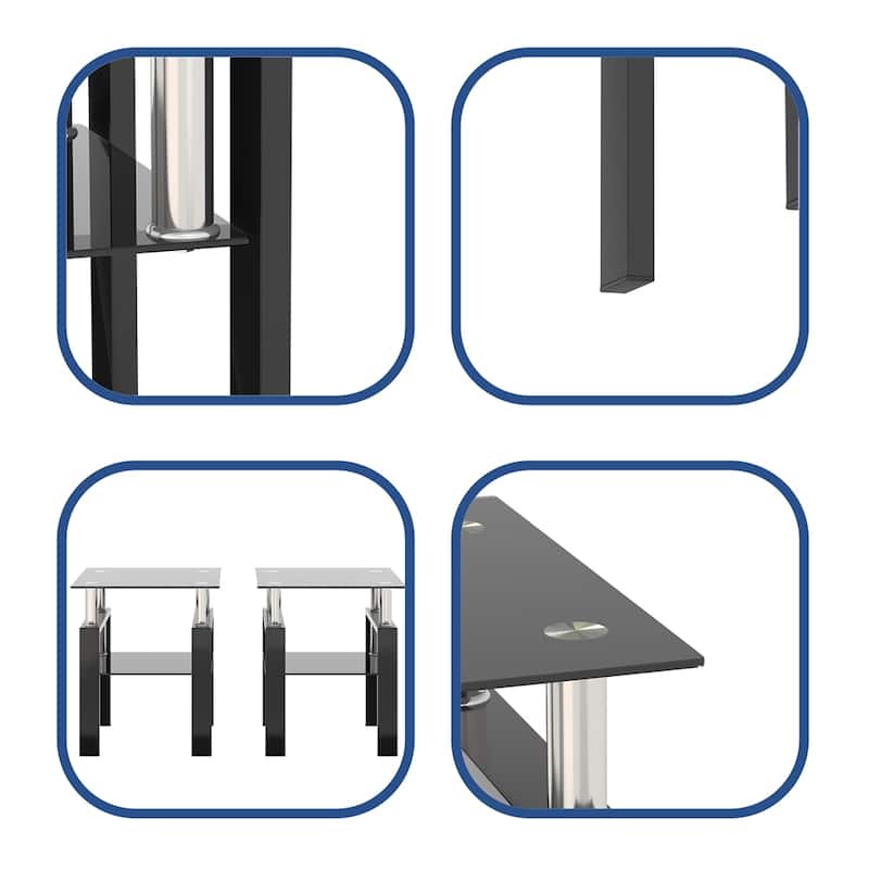 Modern Tempered Glass End Table (Set of 2)