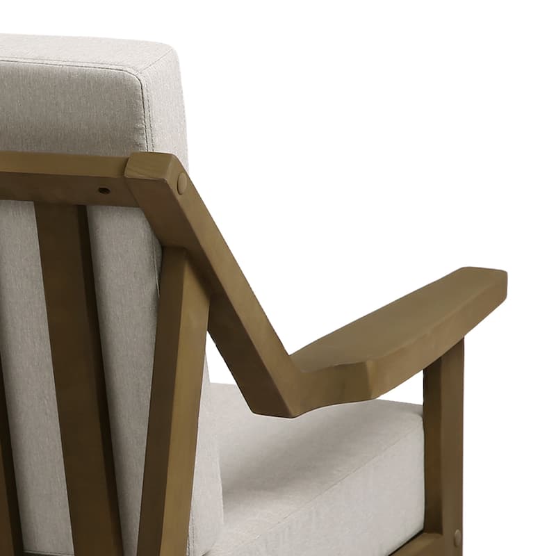 Outdoor Wood Teak Cushioned Patio 2 Seater Loveseat with Coffee Table