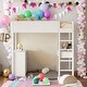 preview thumbnail 19 of 25, Full Size Loft Bed Wood Bed With Shelf,Drawers,Convertible Desk,Soft Padding and Plush Fabric White